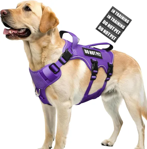 Miniatura 25 de WINSEE - Arnés para perro a prueba de fugas, arnés Molle de servicio y trabajo con doble asa, chaleco táctico para mascotas con 4 parches
