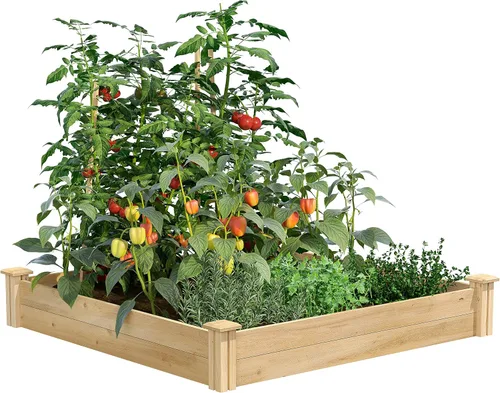 Greenes Fence Cama de jardín elevada de cedro premium, 4 x 4 x 7 pulgadas (3/4 pulgadas de grosor) (paquete de 3) - Fabricado en Estados Unidos con