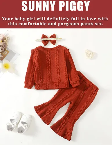 Miniatura 8 de SUNNY PIGGY Baby Girl Clothes Toddler Girl Outfits Ruffle Infant Baby Girl Fall Winter Clothing Flared Pants Set