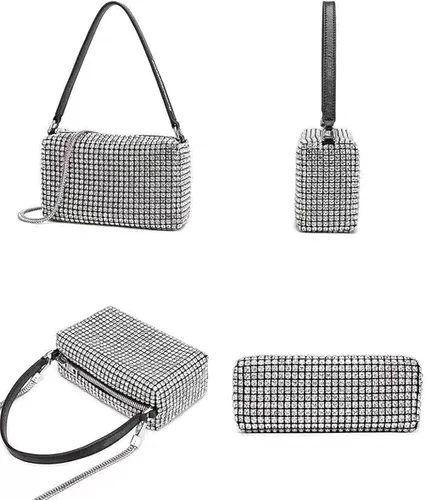 Miniatura 6 de Bolsos cruzados de cristal para mujer bolso de noche con diamantes de imitación para mujer bolsos de diamantes de imitación con cadena boda