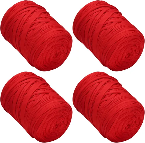 Miniatura 24 de 400g de hilo de tela elástica para tejer con ganchillo para DIY, 119 metros de hilo de espagueti grueso para tejer para proyectos de bolso, cesta
