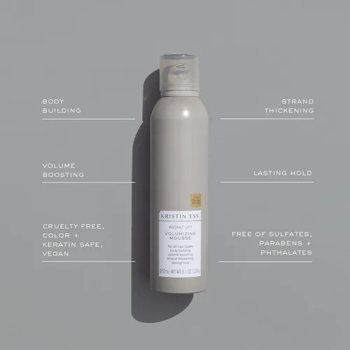 Miniatura 5 de Kristin Ess Mousse voluminizador Hair Instant Lift con aceite de ricino, aumenta el volumen + espesa, culturismo, sujeción duradera, no pegajosa
