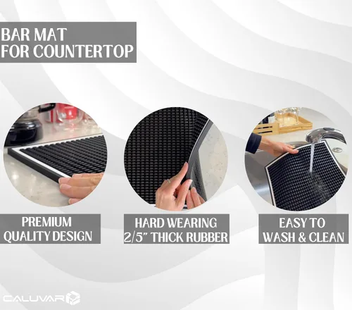 Miniatura 3 de Alfombrillas de bar para encimera con marco blanco, alfombrilla de café de silicona premium de 18x12 pulgadas, protector de almohadilla resistente