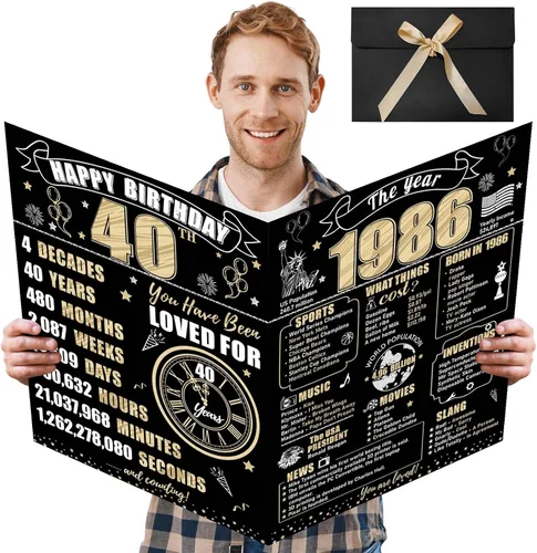 Miniatura 19 de Turypaty Tarjeta de 10 cumpleaños grande con sobre para niños y niñas, libro de firmas de invitados gigante de feliz 10 cumpleaños en negro y oro