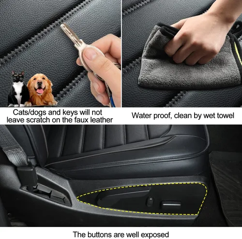 Miniatura 4 de LUCKYMAN CLUB Fundas de asiento Chevy Colorado para camión de trabajo Crew Cab Z71 LT ZR2 2015-2022 con piel sintética (negro)