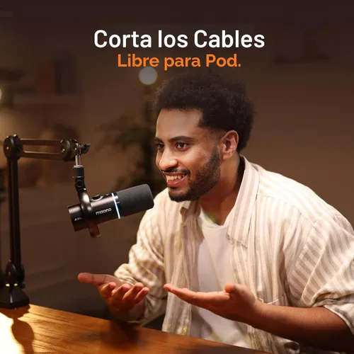 Miniatura 3 de MAONO PD200W Paquete de equipo de podcast híbrido inalámbrico para 2, kit de micrófono dinámico XLR USB con 2 soportes de escritorio, software