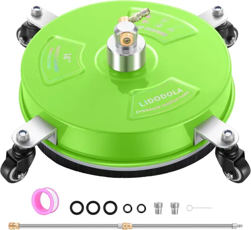 Miniatura 8 de Limpiador de superficies para hidrolavadora de 14 pulgadas con 4 ruedas - Limpiador de superficies de acero inoxidable recubierto verde