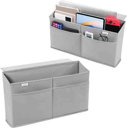 Miniatura 9 de Organizador colgante lateral de escritorio, bolsa de almacenamiento adhesiva con bolsillos para revista, iPad, cuaderno, para mesas auxiliares