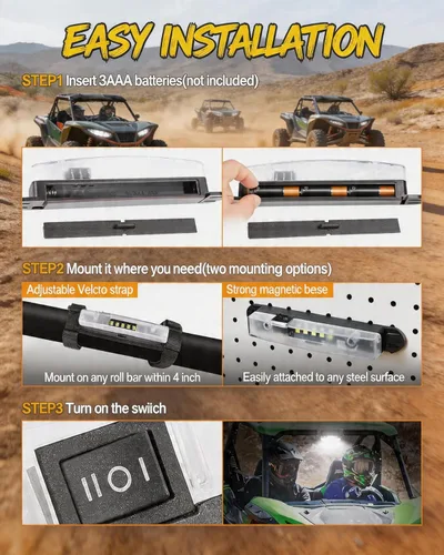 Miniatura 4 de Luz de techo interior para UTV, ANGU-OFFROAD Luz LED universal para montaje en barra antivuelco para luces de cúpula UTV, luces de jaula de utilidad
