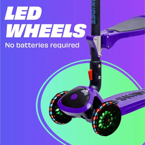 Miniatura 2 de SKIDEE Kick Scooter for Kids Ages 3-5 Foldable 3 Wheel Scooter with Lean-to-Steer, Adjustable Height, Removable Seat & LED Light Wheels Toddler