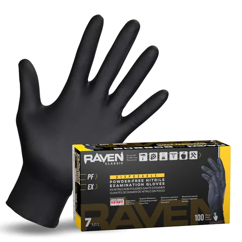 Miniatura 13 de SAS Raven - Guantes desechables de nitrilo sin polvo, 10 cajas/100 unidades de consumo, 1000 guantes en total, 7 mil - sm, sin látex, productos