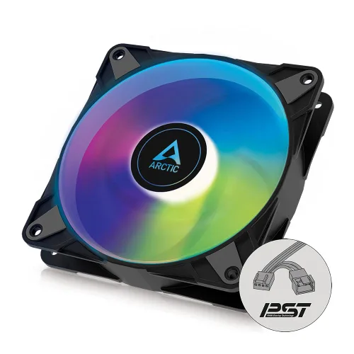 ARCTIC P12 PWM PST A-RGB - Ventilador de PC, ventilador de caja PWM de 120mm optimizado para presión estática, semi-pasivo: 200–2000 RPM (0 RPM