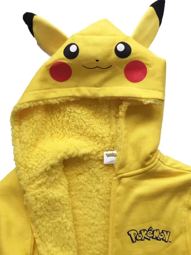 Miniatura 4 de Pokemon Sudadera con capucha de vellón Sherpa para niños de Pikachu, Amarillo