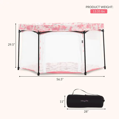 Miniatura 5 de Dream On Me Onyx - Corralito para bebé, puerta de acceso con cremallera, laterales de malla transpirable, colchón acolchado suave y cómodo, diseño