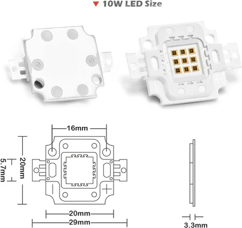 Miniatura 4 de CHANZON Foco LED de alta potencia de 10W con chip infrarrojo (IR 850nm / Entrada 900mA / DC 5V - 6V / 10 vatios) SMD COB Diodo emisor de luz para O)