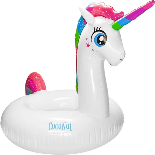 Miniatura 7 de Flotador mágico de coco para piscina de unicornio para exteriores, anillo inflable gigante para piscina, tubo de descanso duradero y juguete