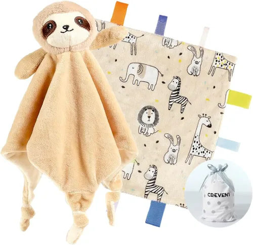 Miniatura 29 de CREVENT - Manta de felpa acogedora para bebé, mantita de seguridad con caras de animales para niños pequeños, regalo para bebés recién nacidos