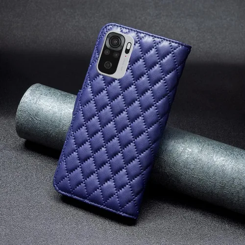 Miniatura 2 de Case for Xiaomi Redmi Note 10 4G/Note 10S,Rhombus Lambskin Pattern Premium Leather Wallet Kickstand Flip Case Magnetic Clasp Cover Blue