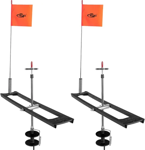 SF Punta de pesca en hielo plegable con banderas de poste naranja/10.6'' Accesorios de pesca en hielo térmicos a prueba de congelación con banderas