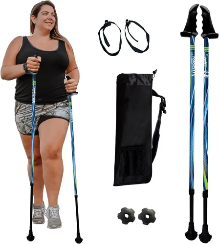 Miniatura 30 de York Nordic Bastones de senderismo motivadores grandes y altos para equilibrio y rehabilitación, 2 piezas, fuertes bloqueos de botón, patas de goma