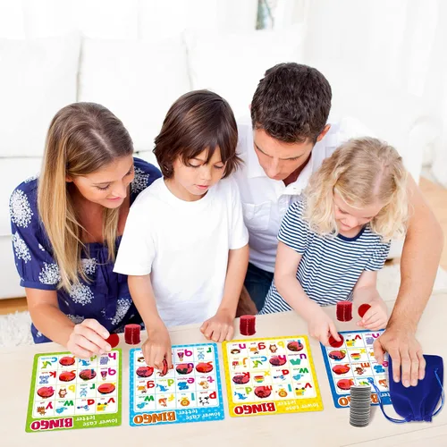 Miniatura 7 de SpriteGru Juego de bingo del alfabeto, mayúsculas/minúsculas/números ABC y 123 juego de mesa de bingo para niños de jardín de infantes