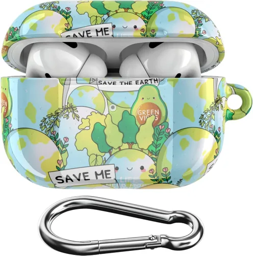 Miniatura 13 de Funda compatible con Airpods Pro Airpods 1, 2, 3 generación, sostenible, de cuerpo completo, diseño ecológico, funda de plástico con llavero Go