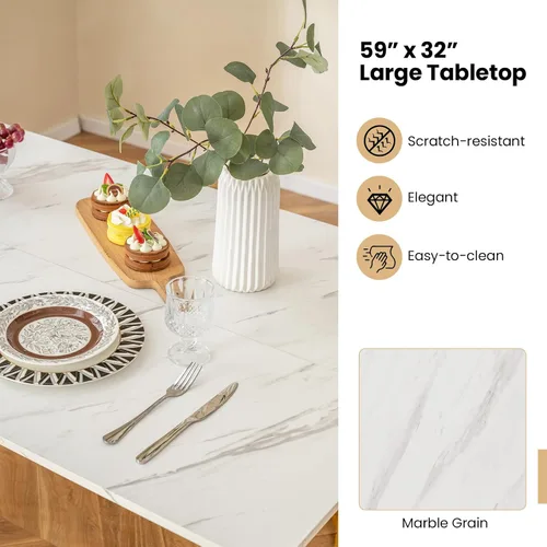 Miniatura 6 de Giantex Juego de mesa de comedor de 4 piezas para 4, juego de sillas de mesa de cocina con banco y 2 taburetes, patas de metal en forma de ala