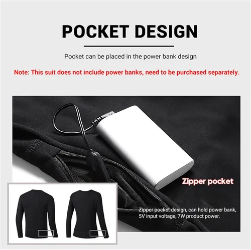 Miniatura 3 de HWZZ Ropa interior térmica aislada camisetas eléctricas de manga larga chaleco térmico USB lavable batería no incluida color blanco Blanco