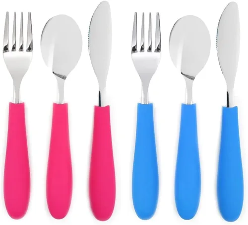 Miniatura 8 de Elk and Friends Cubiertos para niños con mango de silicona Cubiertos seguros para niños Utensilios para niños Juego de cuchara + tenedor +