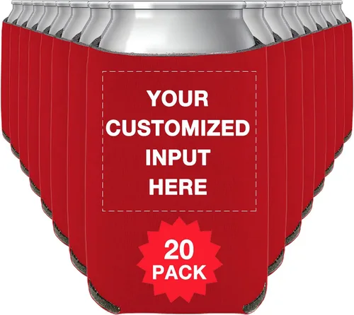 Miniatura 93 de Enfriadores de cerveza personalizados con manga de lata, 20 unidades, enfriador de latas personalizado con logotipo de foto para bodas, pesca, Negro