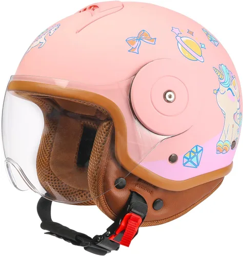 Cascos de motocicleta de cara abierta 3/4 para niños de 4 a 15 años de edad, cascos de bicicleta de tierra ATV para niños jóvenes, casco medio
