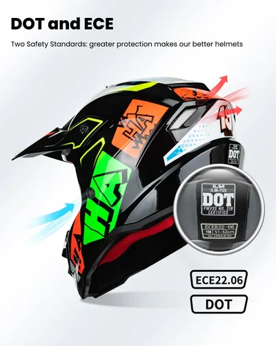 Miniatura 3 de ILM Casco ATV juvenil para niños, motocross, BMX, todoterreno, Go Kart, casco DOT ECE modelo Z705 (Hip-hop, L)