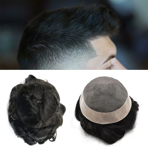Miniatura 8 de Sistema de reemplazo de cabello tipo tupé para hombre, sistema de cabello humano real, piezas de cabello para hombre, protesis capilar para hombre