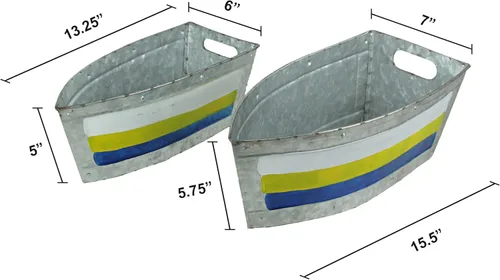 Miniatura 2 de Zeckos Juego de 2 macetas de metal galvanizado para barcos – Elegantes tinas de flores para interior y exterior – Abalorio marinero – Decoración