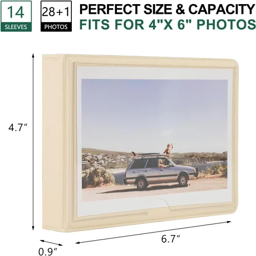 Miniatura 2 de Álbum de fotos pequeño de 4 x 6 pulgadas con capacidad para 28+1 fotografías horizontales, mini libro de fotos de capacidad con cubierta de cuero