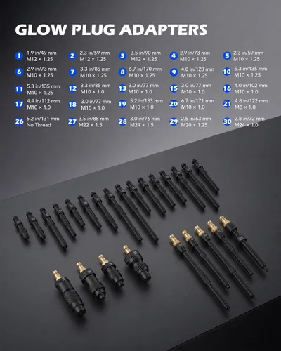 Miniatura 8 de Orion Motor Tech Kit de prueba de compresión y fugas de 51 piezas para motores de gasolina y diésel, kit de prueba de fugas de cilindro con doble