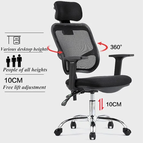 Miniatura 3 de Ergonomic Office Chair, Comfortable Swivel Chair with Mesh Fabric, Adjustable Backrest, High Back Computer Chair with Lumbar Support