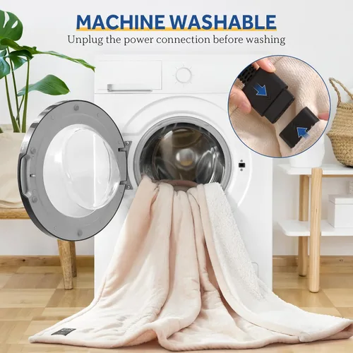 Miniatura 8 de Sealy Manta Térmica Tipo Throw con Controlador de Botón Integrado, Manta Eléctrica Reversible de Franela a Sherpa con 2-10 Horas de Apagado