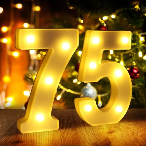 Miniatura 23 de Símbolo Ampersand LED Grande &, Letras de Marquesina Cartel 26 Letras del Alfabeto y 10 Números Luminosos para Decoración de Fiestas, Números
