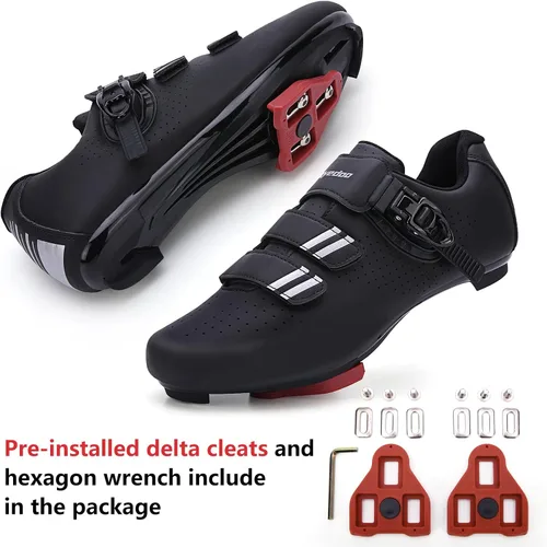 Miniatura 2 de Mens Womens Cycling Shoes Compatible with Pelaton Bike Shoes Road Bike Shoes Riding Bicycle Pre-Installed with Delta Cleats Clip Indoor Outdoor Pedal