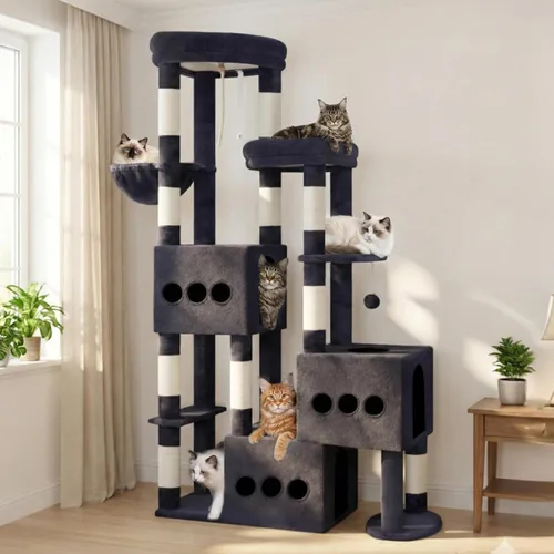 Miniatura 7 de Gitelsnour Árbol resistente para gatos con 3 condominios grandes para gatos, 3 platfroms, torre de árbol para gatos de interior grande y adulto
