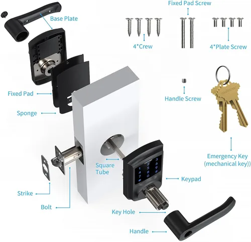 Miniatura 9 de Signstek Cerradura de puerta de entrada sin llave con asa, perilla de puerta de teclado digital, cerradura electrónica inteligente con código