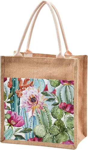 Miniatura 27 de CaTaKu Divertida bolsa de yute con asas y cremallera para gatos, bolsa de arpillera reutilizable con bolsillo frontal de lona, regalo para bodas, 12