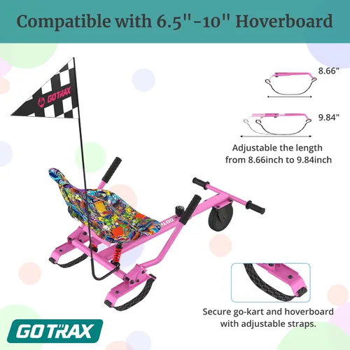 Miniatura 4 de Gotrax Hoverboard - Accesorio de asiento de kart para patineta de equilibrio automático de 6.5", 8", 8.5", 10", longitud del marco ajustable