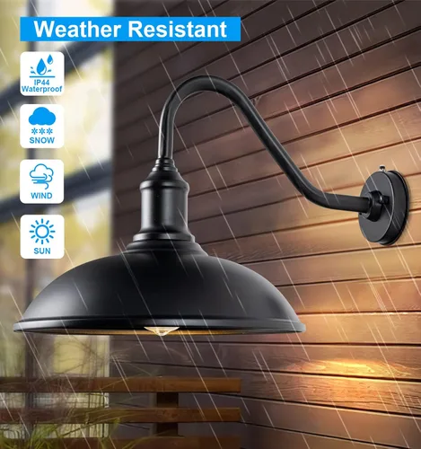 Miniatura 3 de Luz de granero grande de 15 pulgadas, con cuello de cisne al aire libre, impermeable, para montaje en pared, ideal para granja, almacén, escaparate