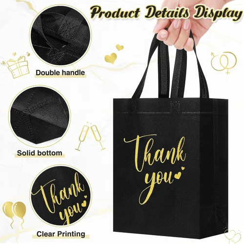 Miniatura 4 de Sweetude 30 Bolsas de Regalo de Agradecimiento con Asas al Por Mayor Reutilizables Bolsa de Dulces No Tejida Plegable Bolso de Mano para Regalos