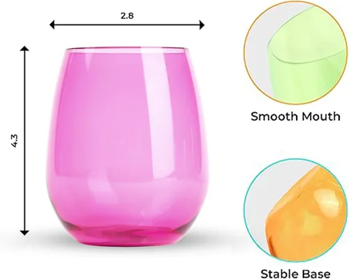 Miniatura 3 de pop design Copas de vino irrompibles de alta calidad, sin tallo, juego de 6 copas de vino de plástico acrílico reutilizables sin BPA inastillables