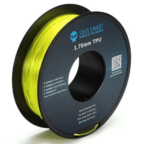 Miniatura 14 de Bobina de filamentos para impresoras 3D SainSmart, 0.06 pulgadas, flexible, TPU, 1,7 libras, Negro, 1