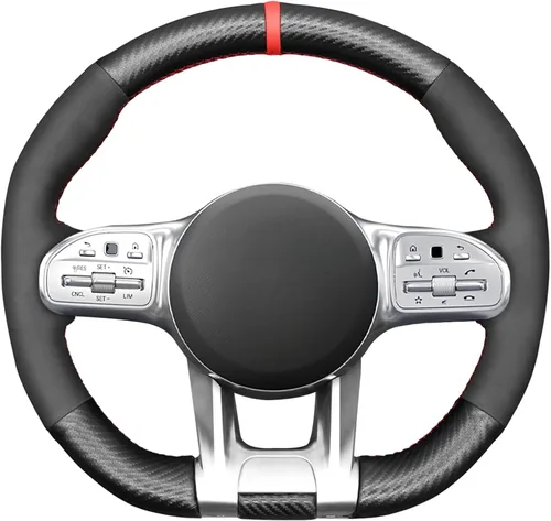 MEWANT Fundas personalizadas para volante de automóvil de fibra de carbono y gamuza cosidas a mano para Mercedes-Benz AMG CLA CLS GLC GLE GLB S E