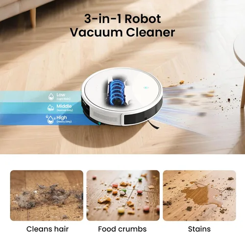 Miniatura 4 de Lefant Combo de aspiradora y trapeador robot M350, 75 días de autovaciado, prevención de obstáculos PSD de 190°, succión de 6000Pa, silencioso